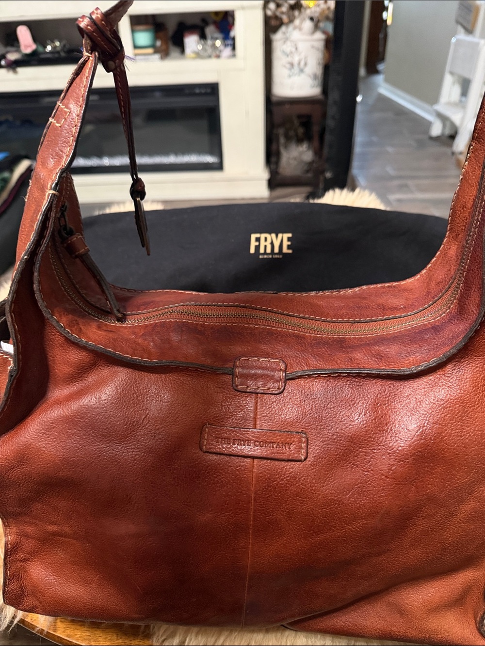 Frye Artesian Hobo Bag in Whiskey Genuine Leather NWT